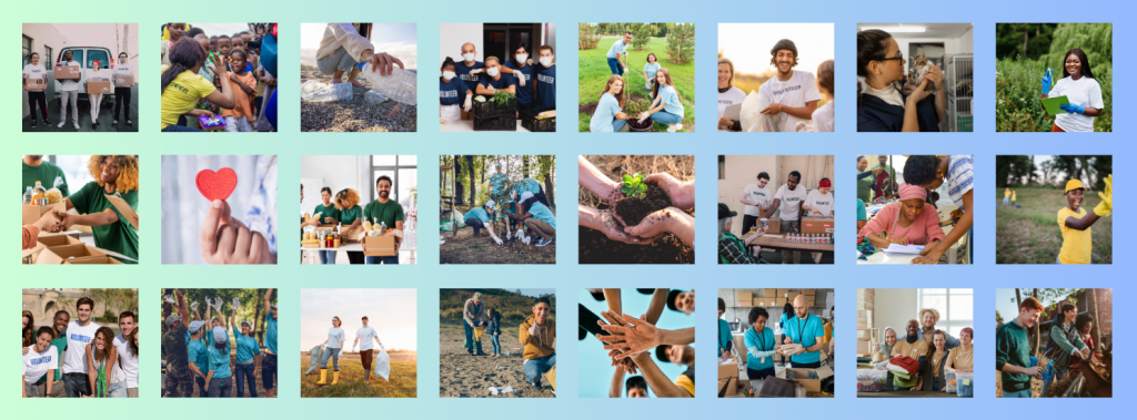 A picture collage of teens assisting in various aspects.
