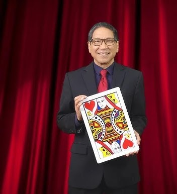 Man holding a large card